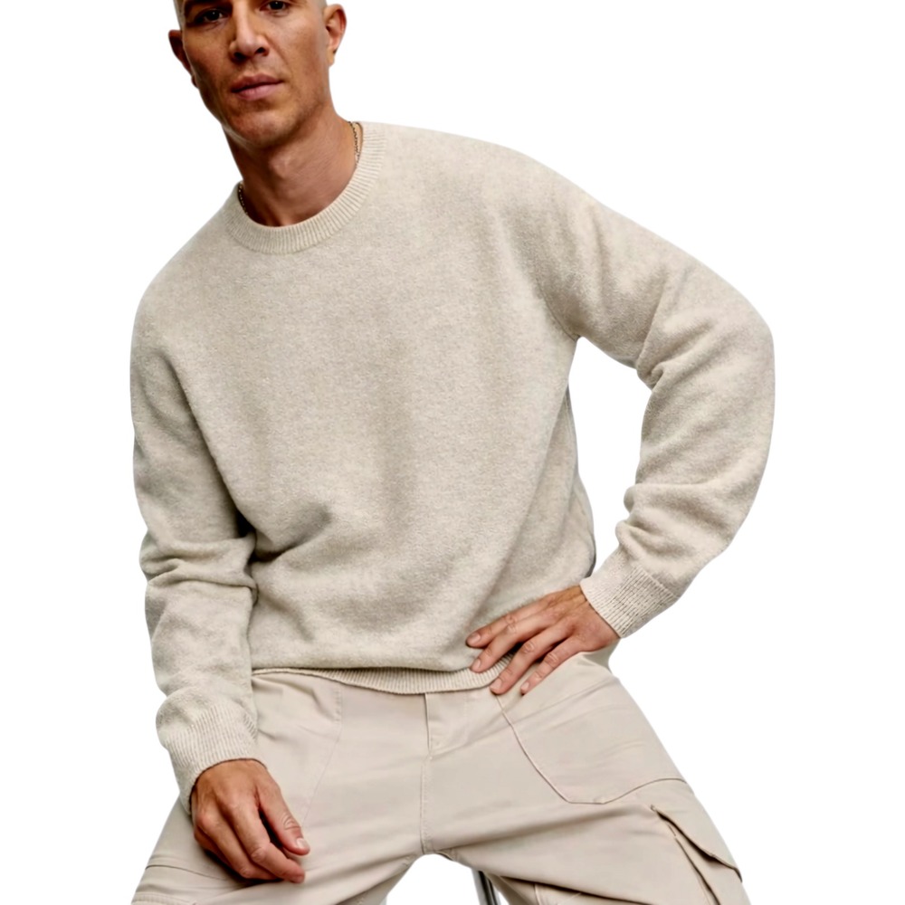 Mode of One Men's Relaxed-Fit Cozy All Seasons Sweater Dark Ecru XXL‎
